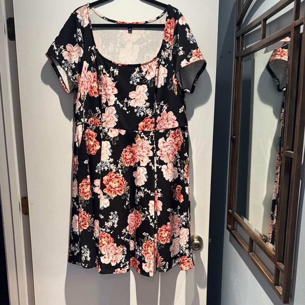 Torrid Black and Pink Floral Blouse